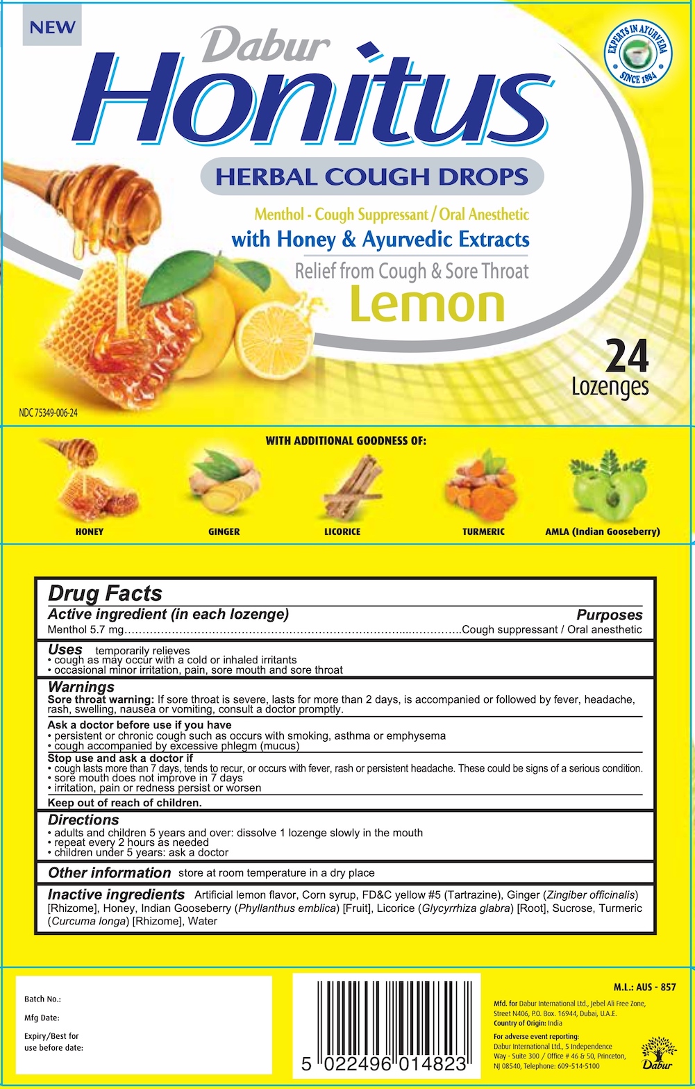 Dabur Honitus Herbal Cough Drops Lemon Images Menthol Lozenge Oral